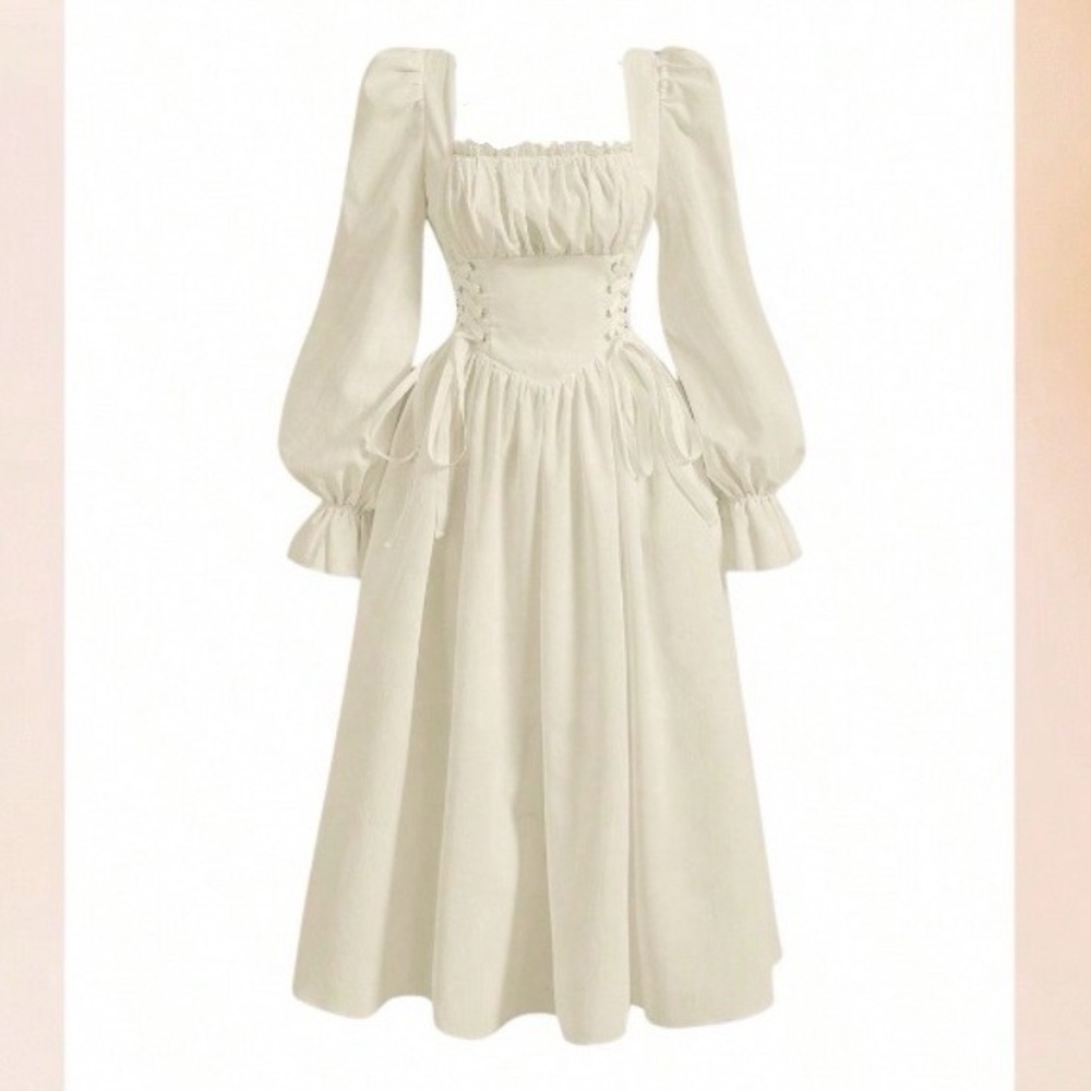 Off white corset long sleeve renaissance dress